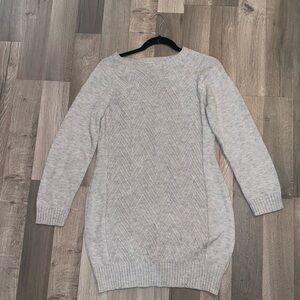 Grey knit dress.